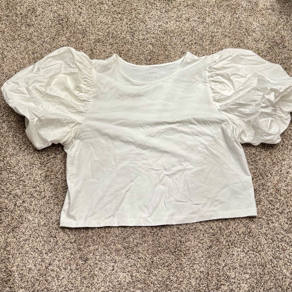 A New Day Puffy Sleeve Classic White Tee - Picture 4 of 4